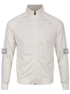 NEW 🆕 Kappa Men’s Off-White Track Jacket with Satin Sleeve Stripe Slim Fit XL